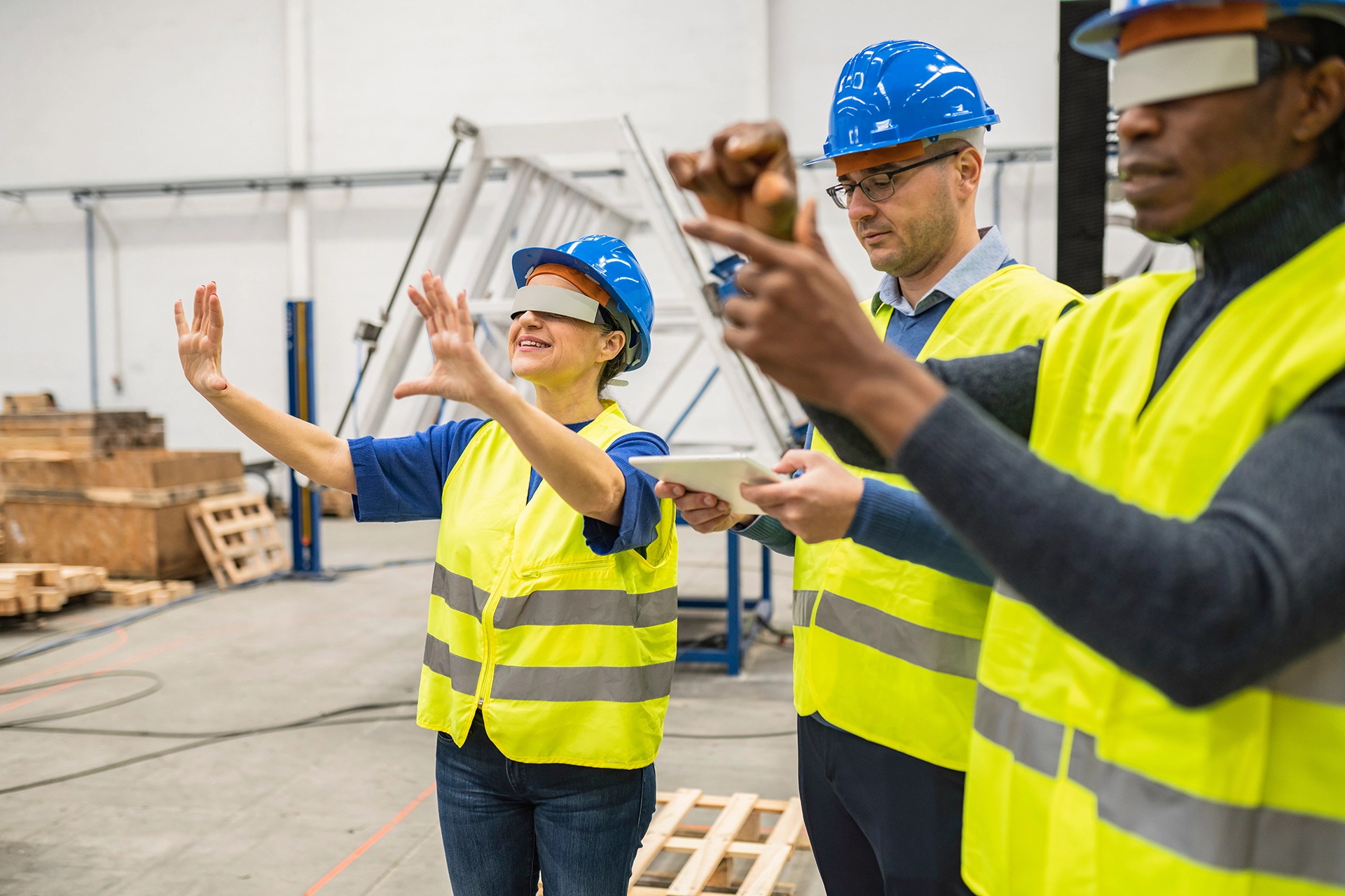 Workers doing virtual safety training